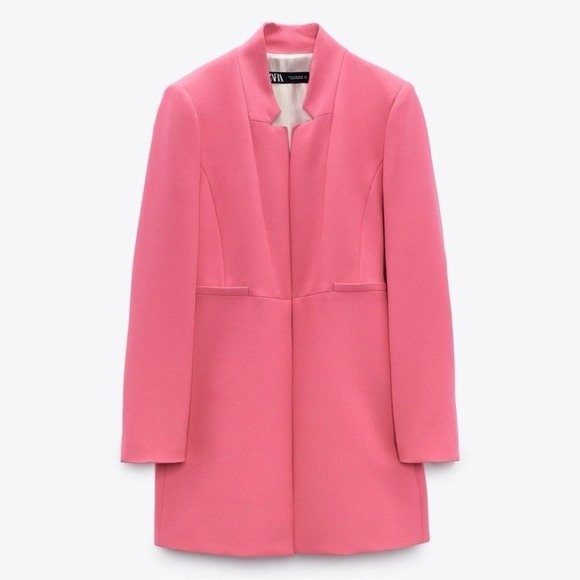 Structured Tailored Pink Longline Blazer Jacket Medium -Fitted Lined Statement - Picture 13 of 13